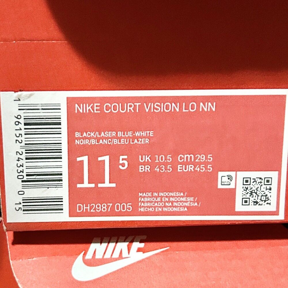 Nike Court Vision Low Next Nature “Black Laser Blue” Men’s Size 11.5-12 Sneakers - Picture 8 of 8